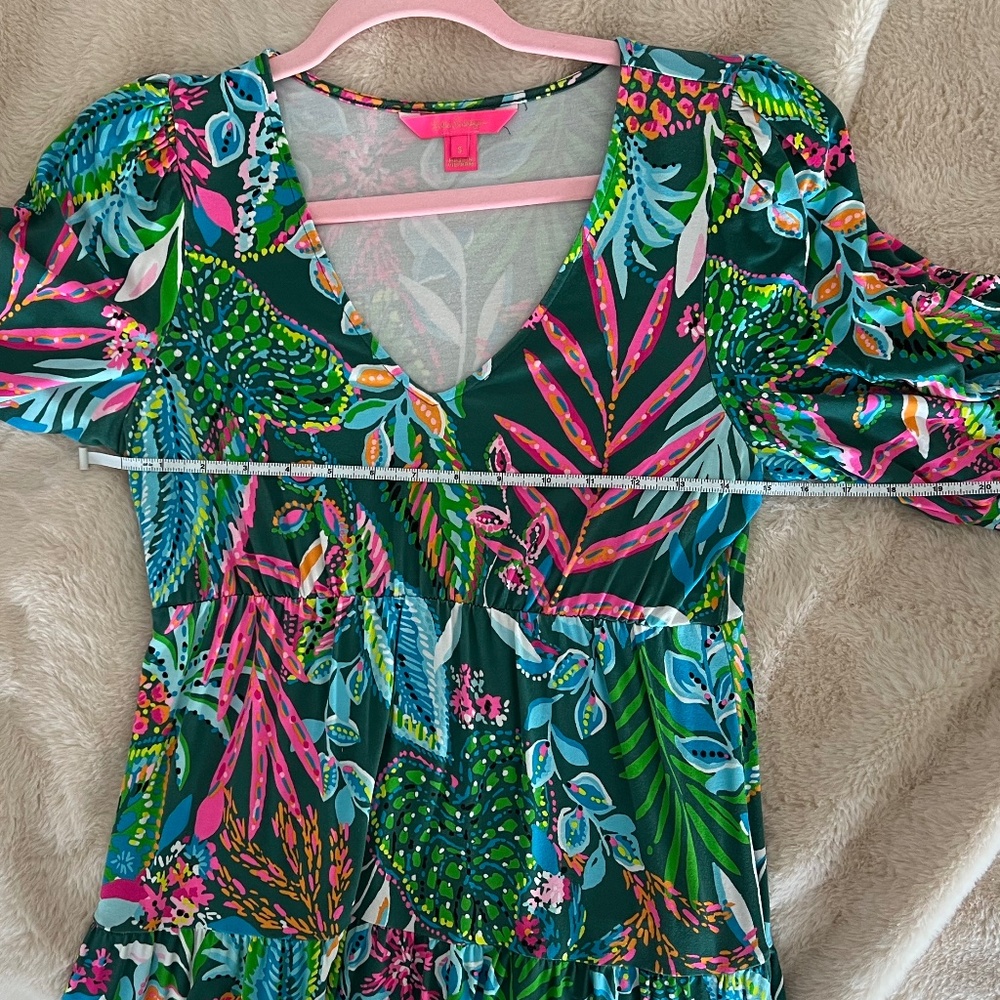 EUC Lilly Pulitzer Chiara Tiered Dress Multi Sunshine Jungle SIZE S - Picture 4 of 6